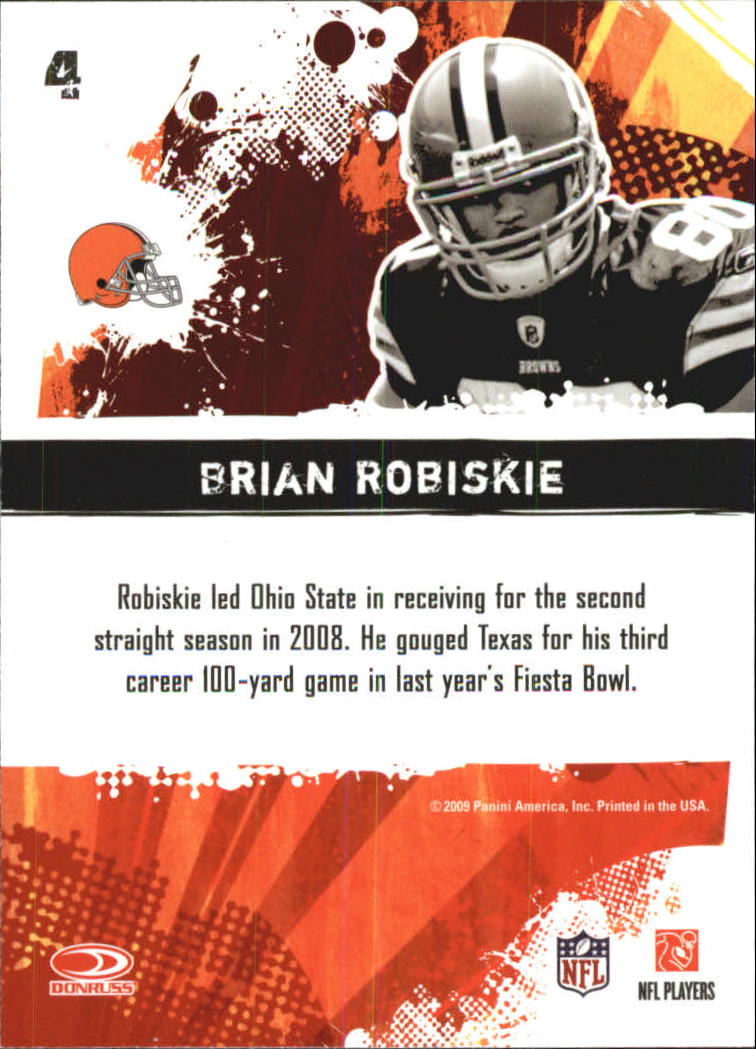 2009 Score Hot Rookies Glossy #4 Brian Robiskie back image