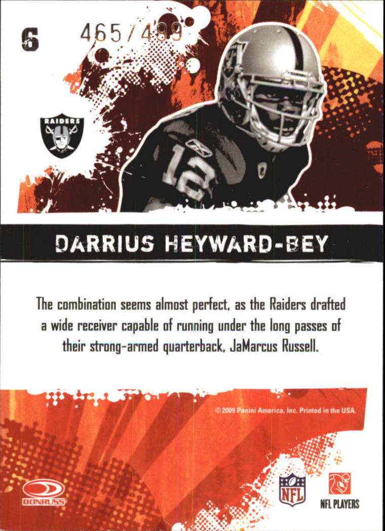 2009 Score Hot Rookies Scorecard #6 Darrius Heyward-Bey back image