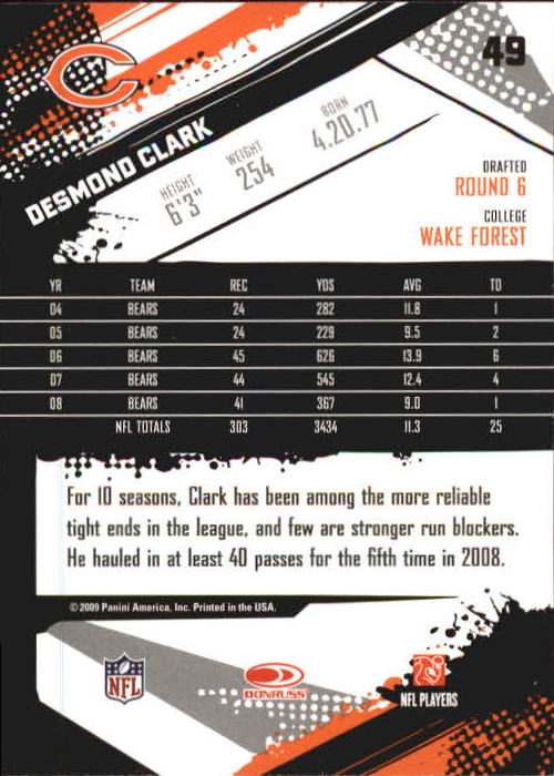 2009 Score Inscriptions #49 Desmond Clark back image