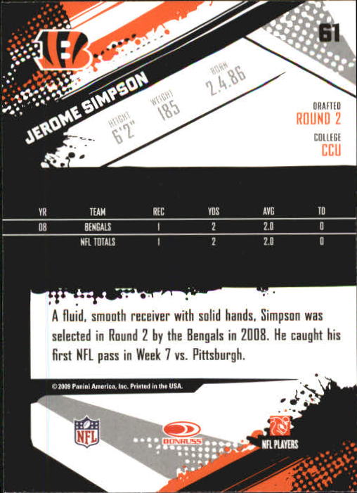 2009 Score Inscriptions #61 Jerome Simpson back image