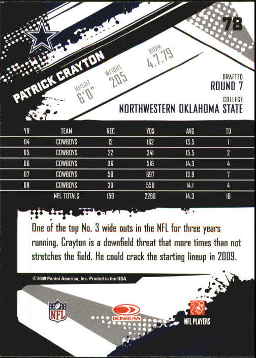 2009 Score Inscriptions #78 Patrick Crayton back image