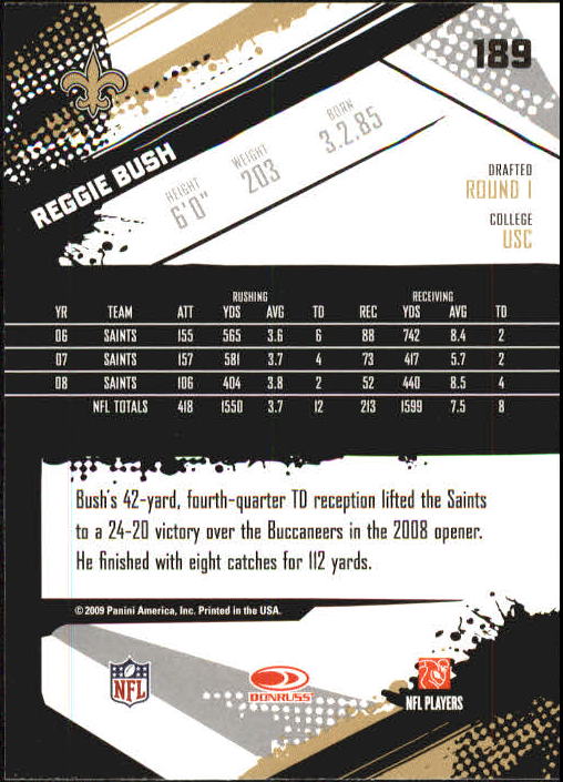 2009 Score Inscriptions #189 Reggie Bush back image