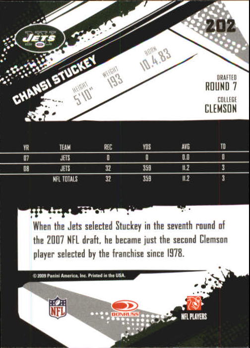 2009 Score Inscriptions #202 Chansi Stuckey back image