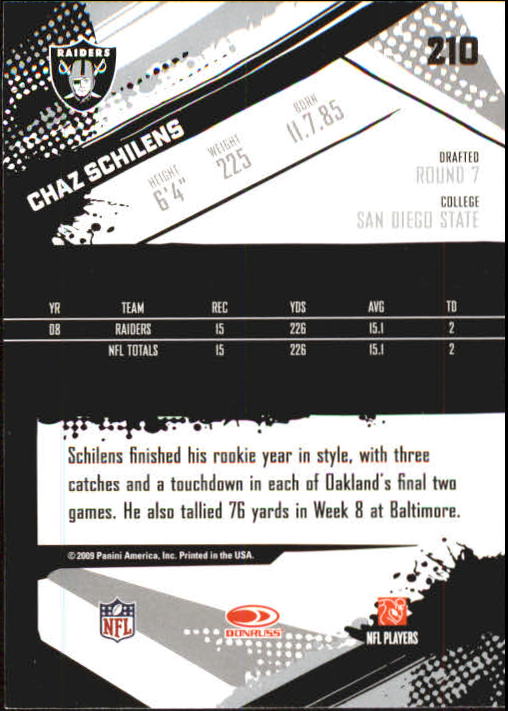 2009 Score Inscriptions #210 Chaz Schilens back image