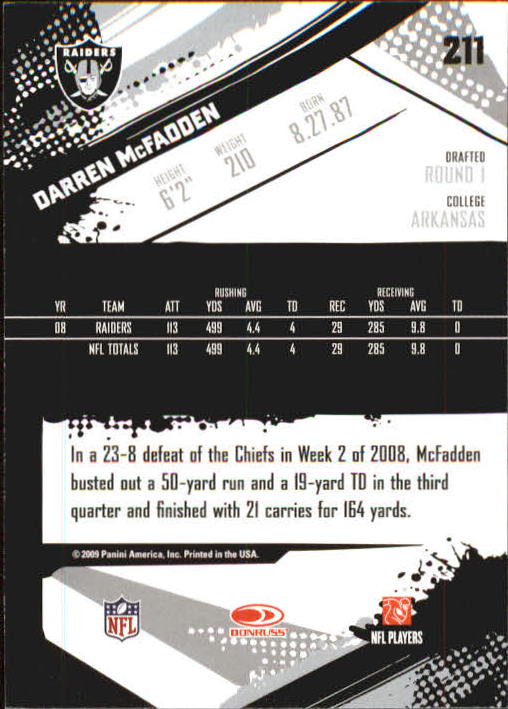 2009 Score Inscriptions #211 Darren McFadden back image