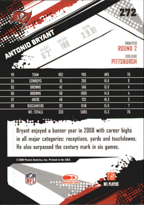 2009 Score Inscriptions #272 Antonio Bryant back image