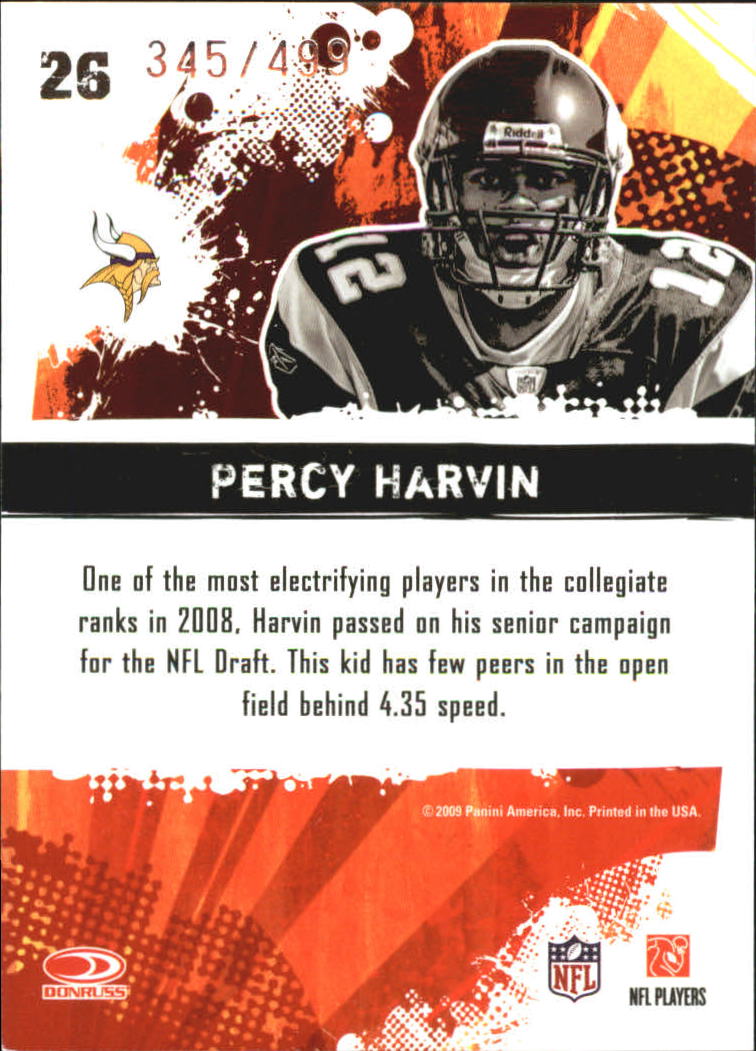 2009 Score Inscriptions Hot Rookies #26 Percy Harvin back image