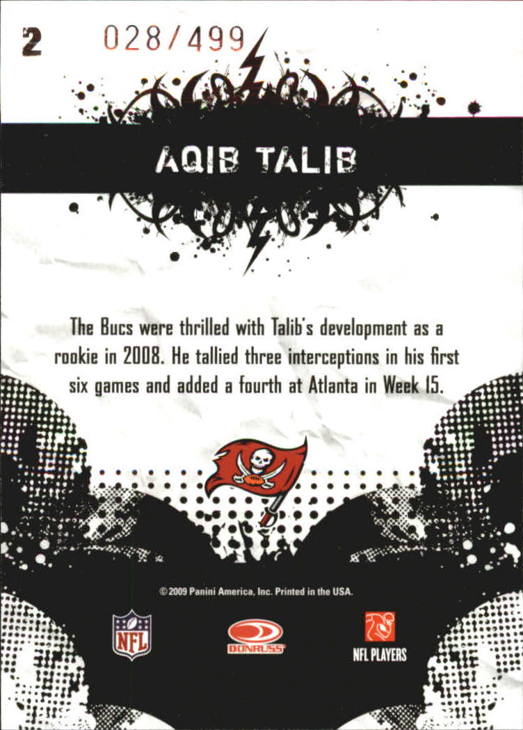 2009 Score Inscriptions Young Stars #2 Aqib Talib back image