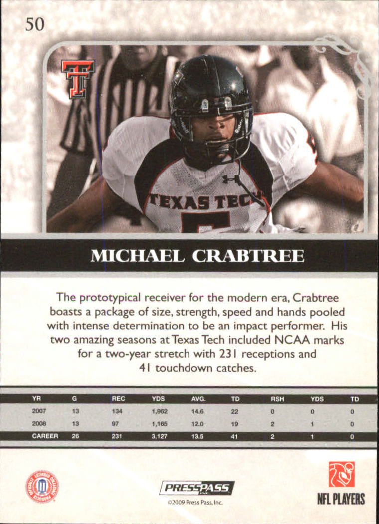 2009 Press Pass Legends #50 Michael Crabtree back image