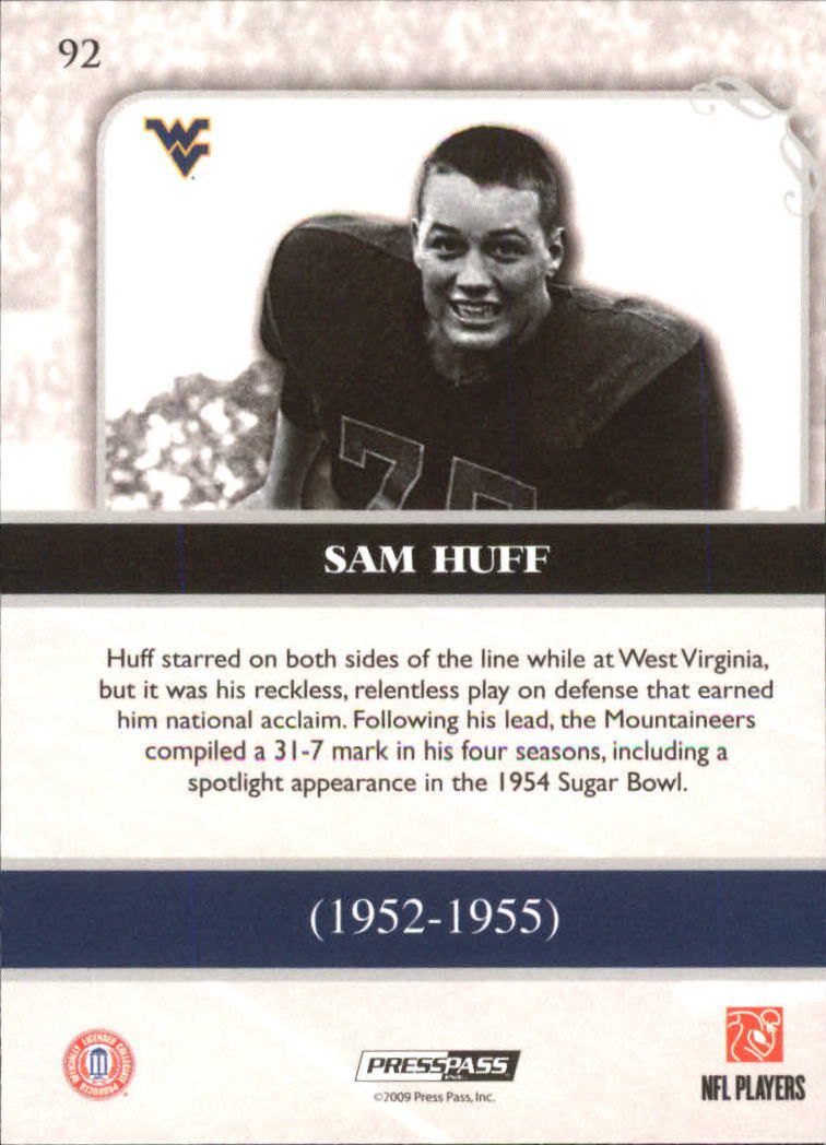 2009 Press Pass Legends #92 Sam Huff back image