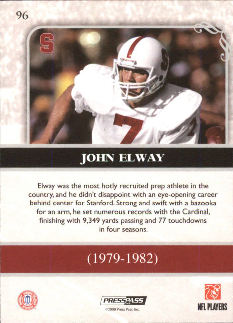 2009 Press Pass Legends #96 John Elway back image