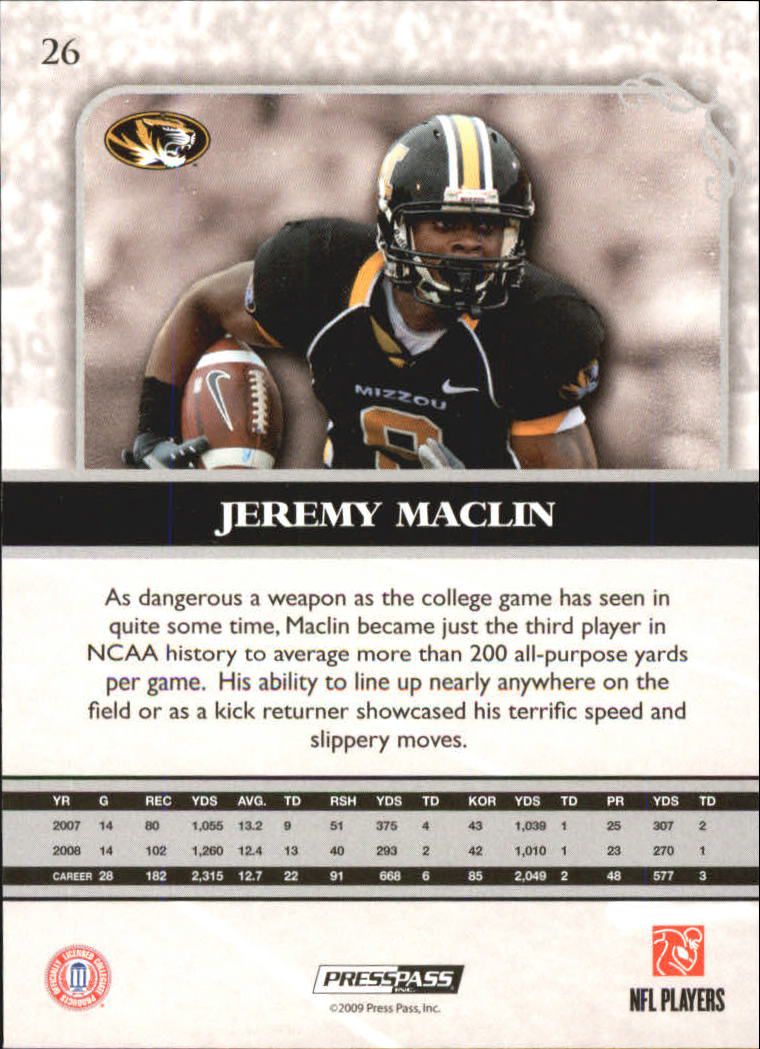 2009 Press Pass Legends Bronze #26 Jeremy Maclin back image