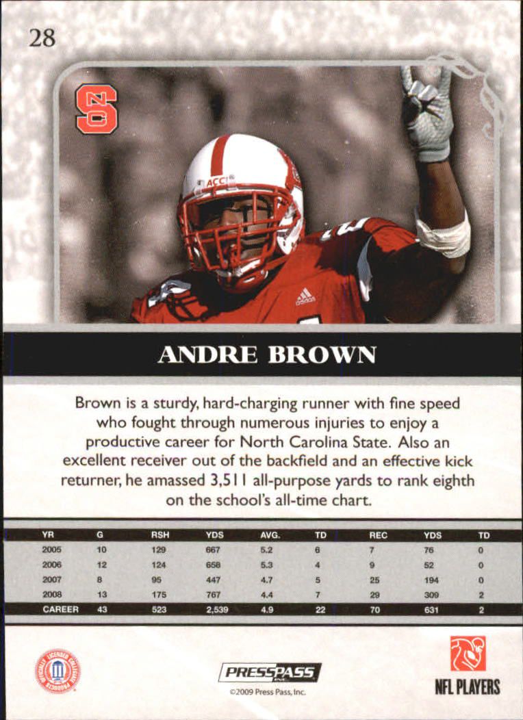 2009 Press Pass Legends Bronze #28 Andre Brown back image