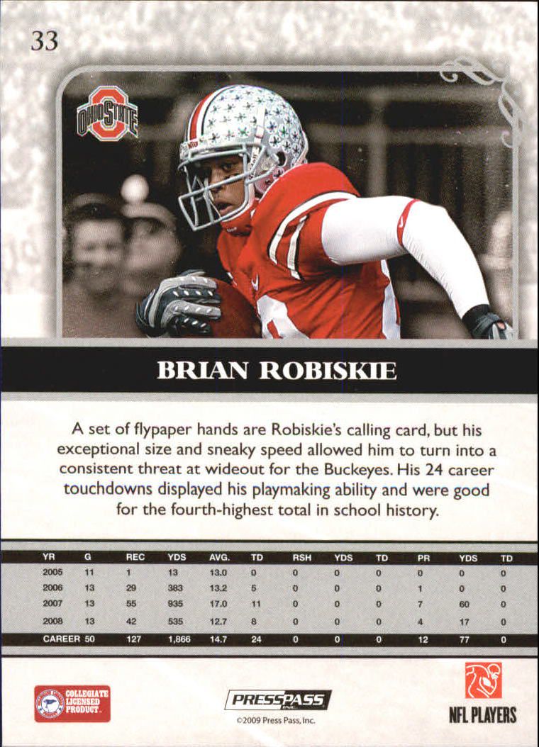 2009 Press Pass Legends Bronze #33 Brian Robiskie back image