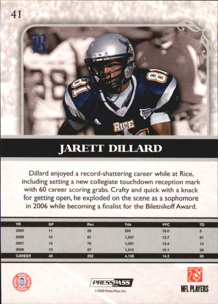 2009 Press Pass Legends Bronze #41 Jarett Dillard back image