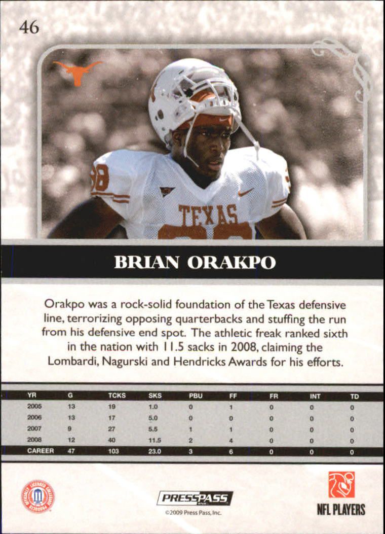 2009 Press Pass Legends Bronze #46 Brian Orakpo back image