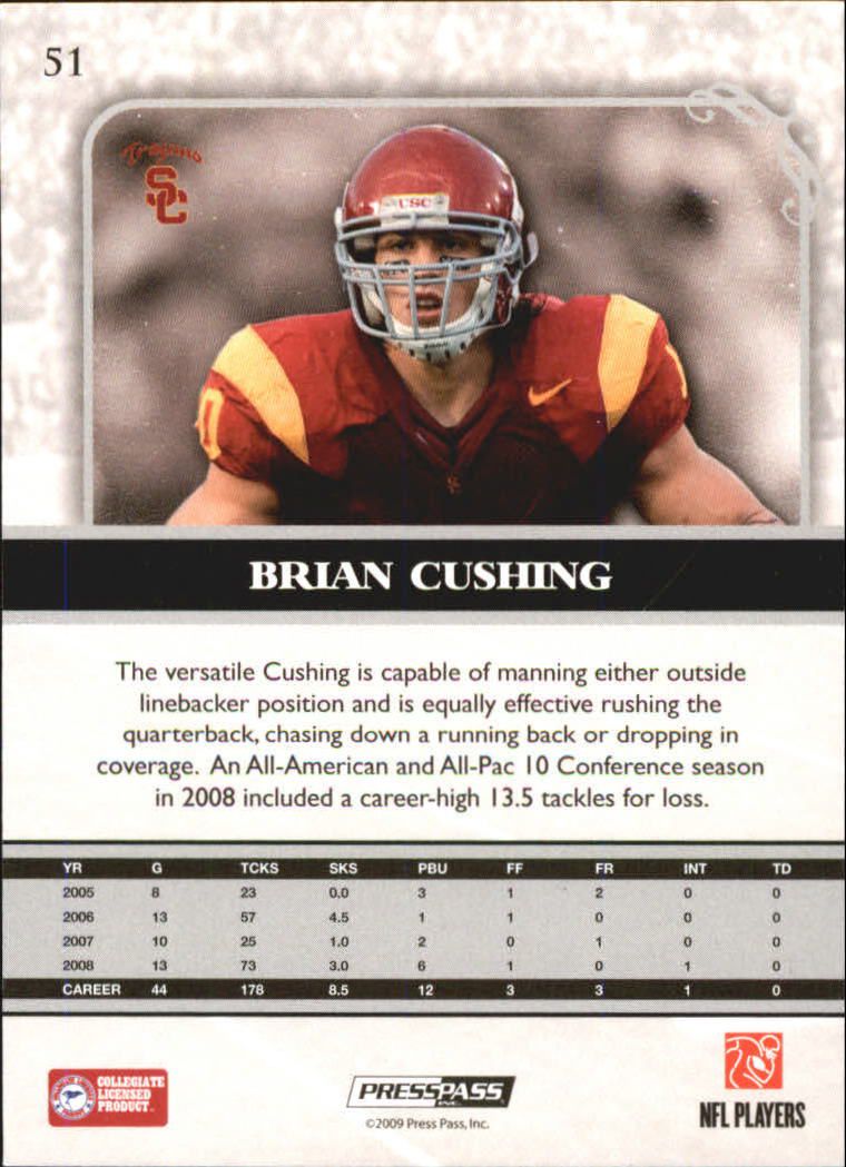 2009 Press Pass Legends Bronze #51 Brian Cushing back image