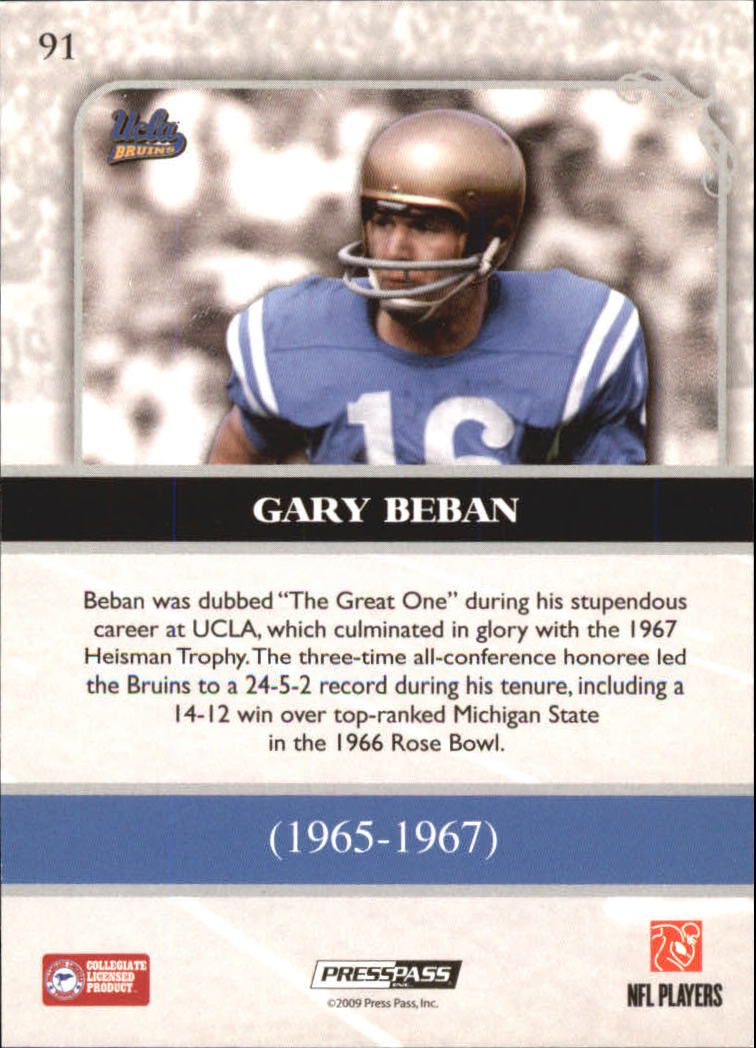 2009 Press Pass Legends Bronze #91 Gary Beban back image