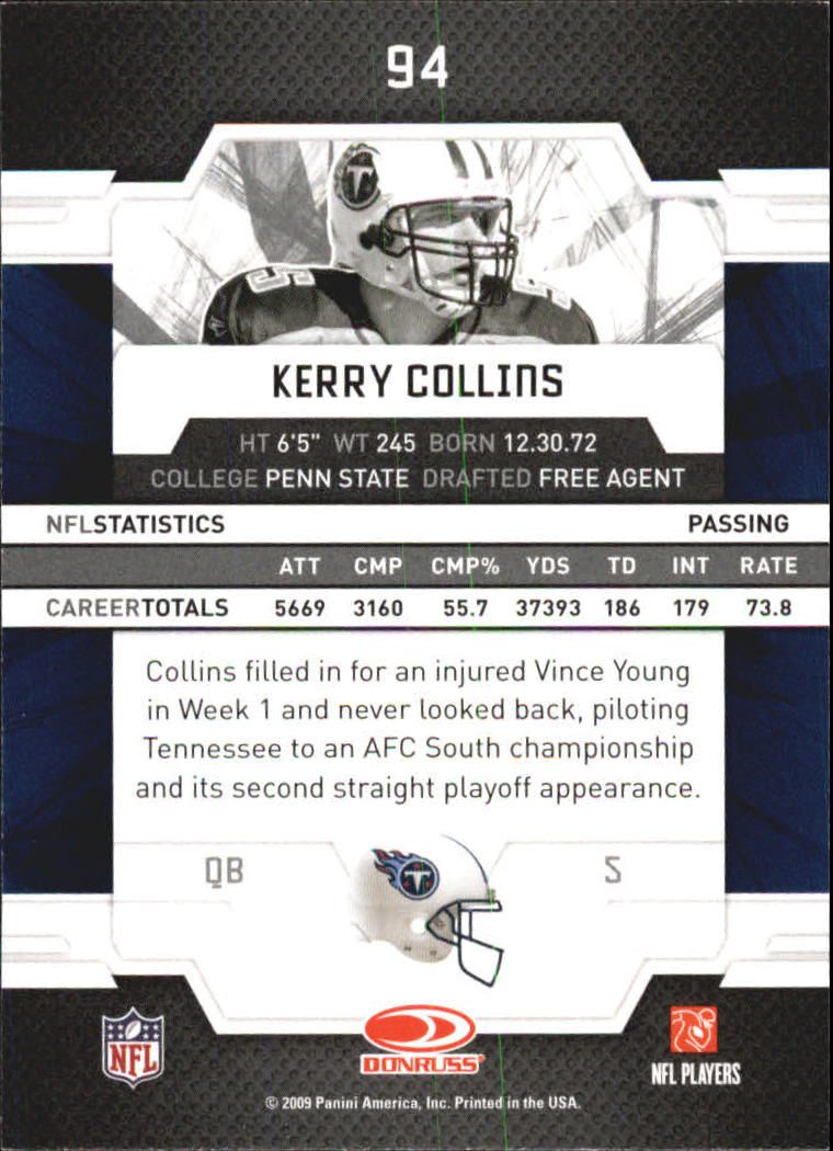 2009 Donruss Elite Retail #94 Kerry Collins back image