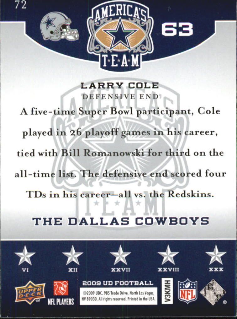 2009 Upper Deck America's Team Football Singles - You Choose - Bild 61 von 79