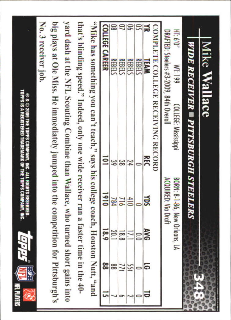 2009 Topps #348 Mike Wallace RC back image