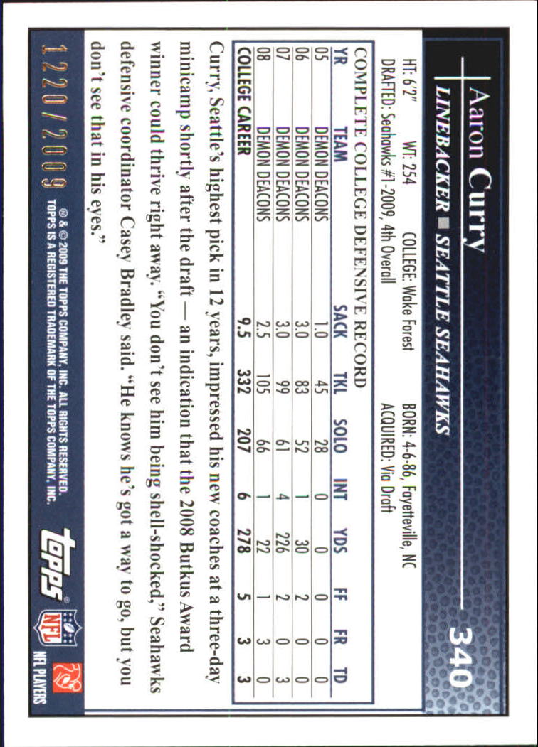 2009 Topps Gold #340 Aaron Curry