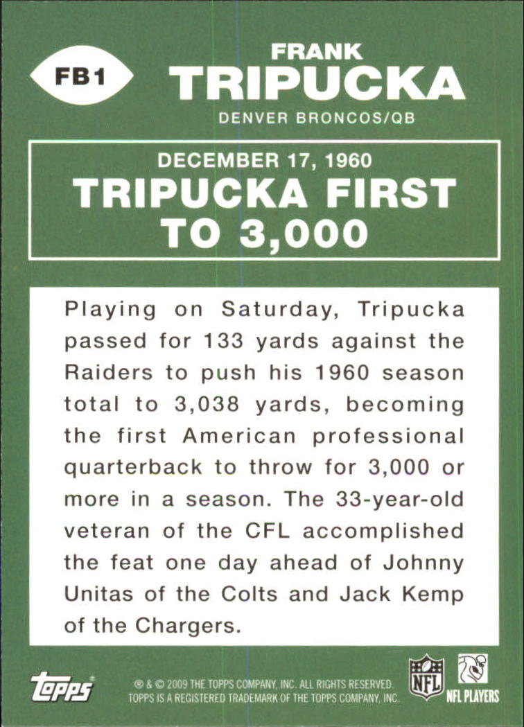 2009 Topps Flashback Frank Tripucka Denver Broncos #FB1