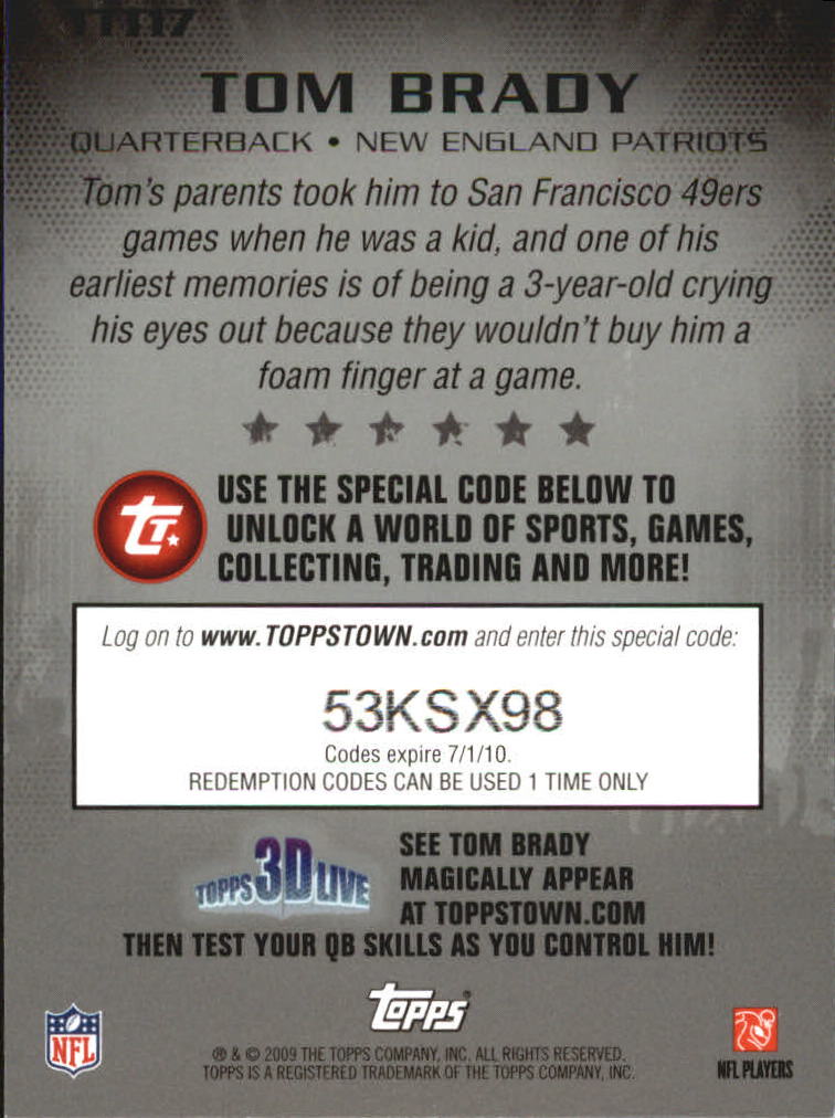 2009 Topps Topps Town Silver #TTT17 Tom Brady back image