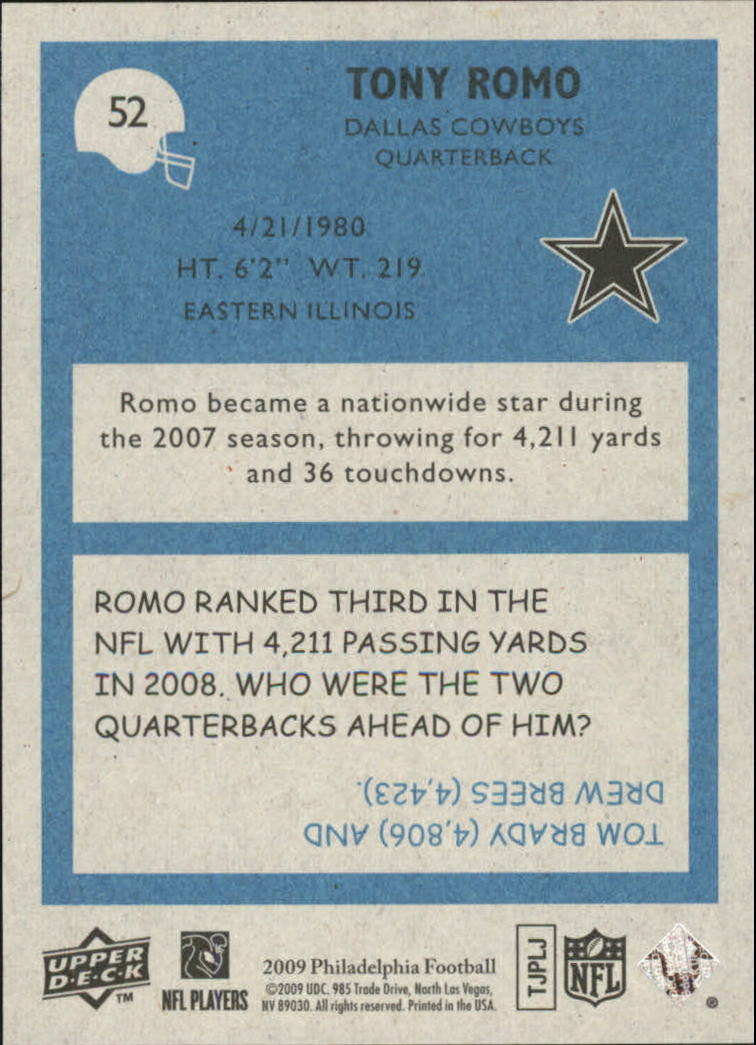2009 Philadelphia #52 Tony Romo back image