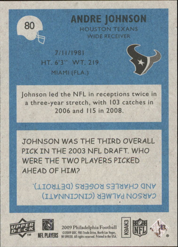 2009 Philadelphia #80 Andre Johnson back image