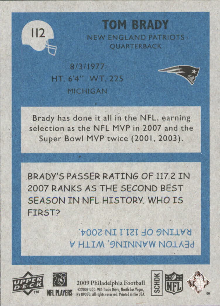 2009 Philadelphia #112 Tom Brady back image