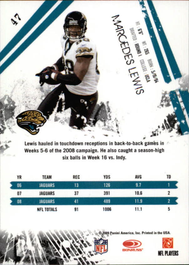 2009 Donruss Rookies and Stars #47 Marcedes Lewis back image