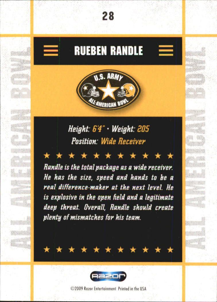 2009 Razor Army All-American Bowl #28 Rueben Randle back image