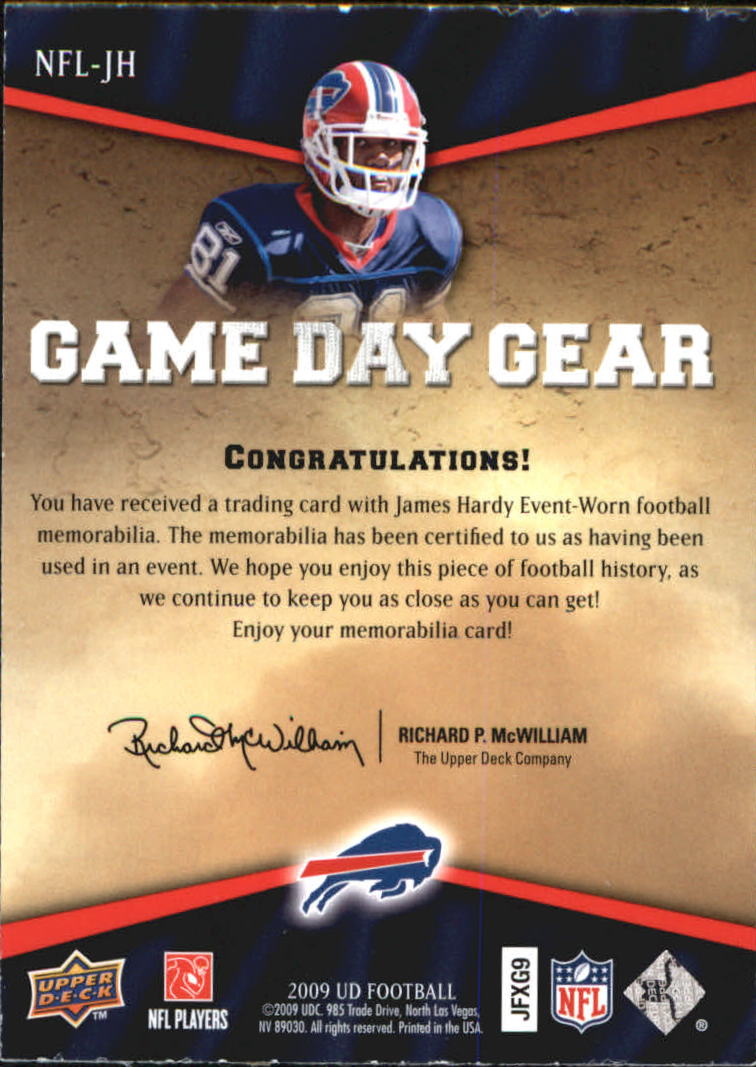 2009 Upper Deck Game Day Gear #JH James Hardy back image