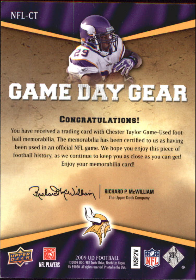 2009 Upper Deck Game Day Gear #CT Chester Taylor back image