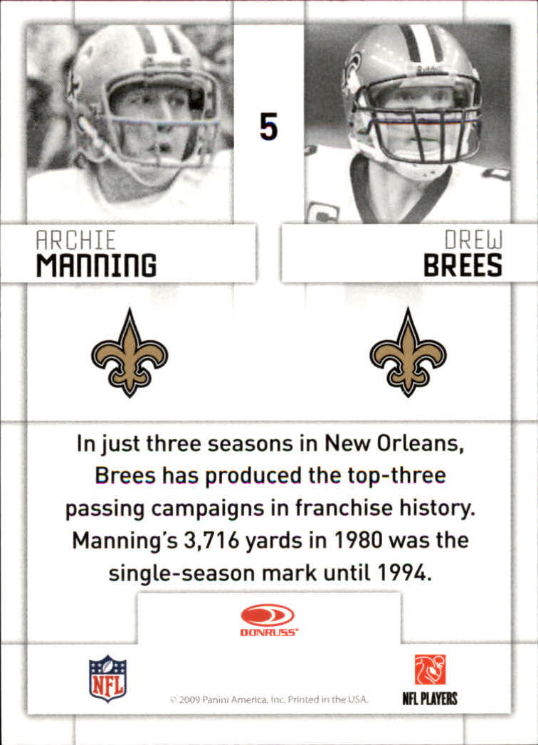 2009 Donruss Threads Generations #5 Archie Manning/Drew Brees back image