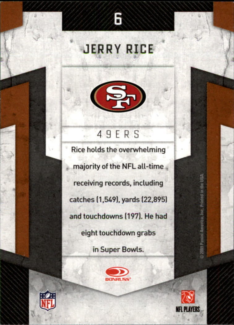 2009 Donruss Threads Century Legends #6 Jerry Rice back image