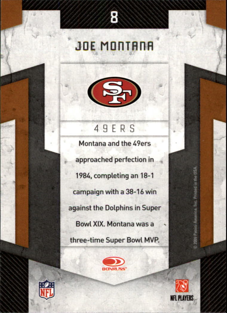 2009 Donruss Threads Century Legends #8 Joe Montana back image
