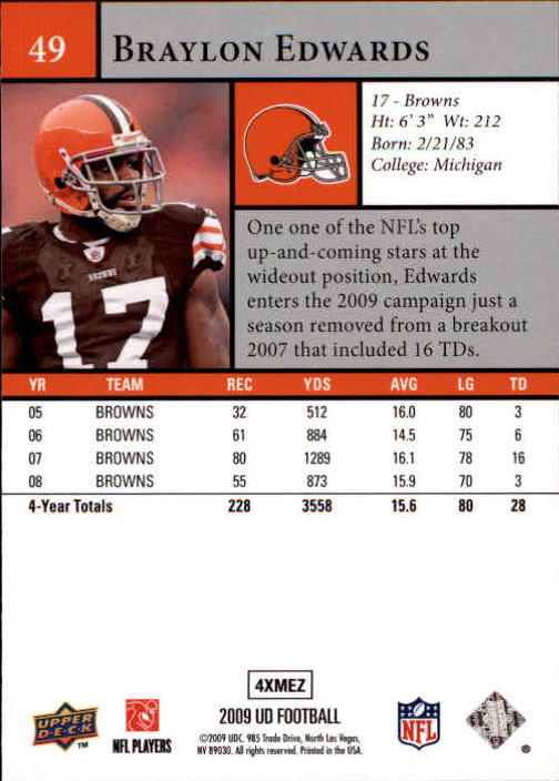 B1435- 2009 Upper Deck Fb Karte #S 1-200 + Rookies -du Pick- 15 + Gratis US - Bild 97 von 381