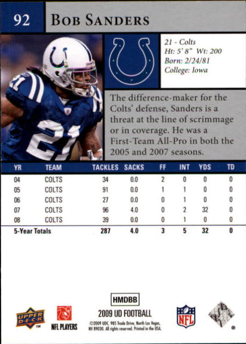 B1435- 2009 Upper Deck Fb Karte #S 1-200 + Rookies -du Pick- 15 + Gratis US - Bild 181 von 381