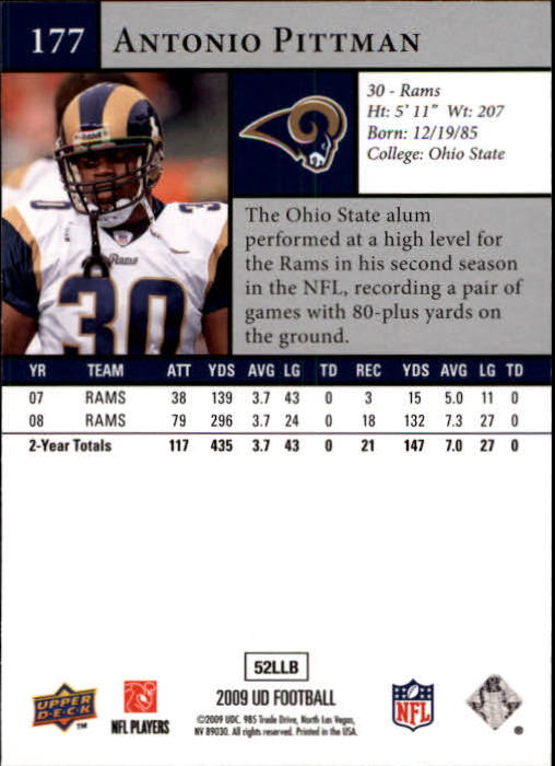 2009 Upper Deck #177 Antonio Pittman back image