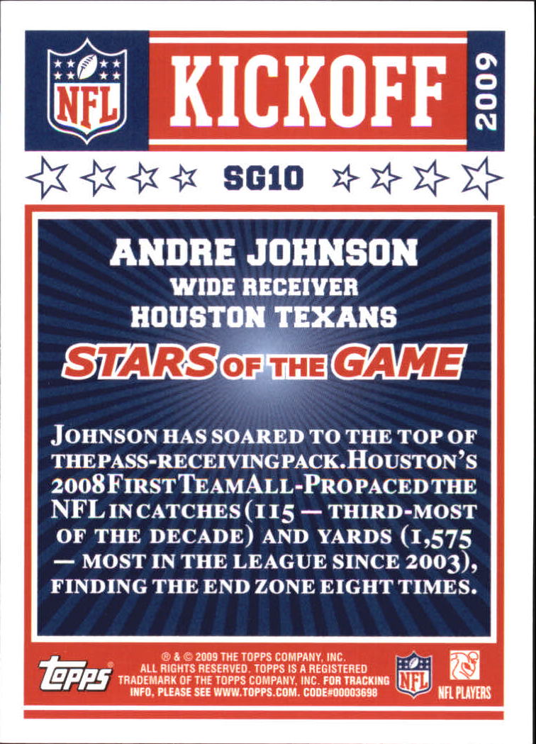 2009 Topps Kickoff Stars of the Game #10 Andre Johnson back image