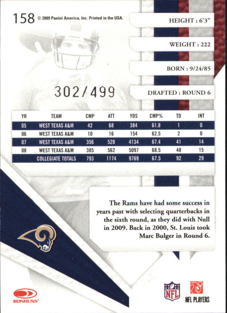 2009 Absolute Memorabilia #158 Keith Null RC back image