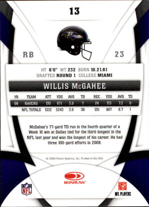2009 Certified #13 Willis McGahee back image