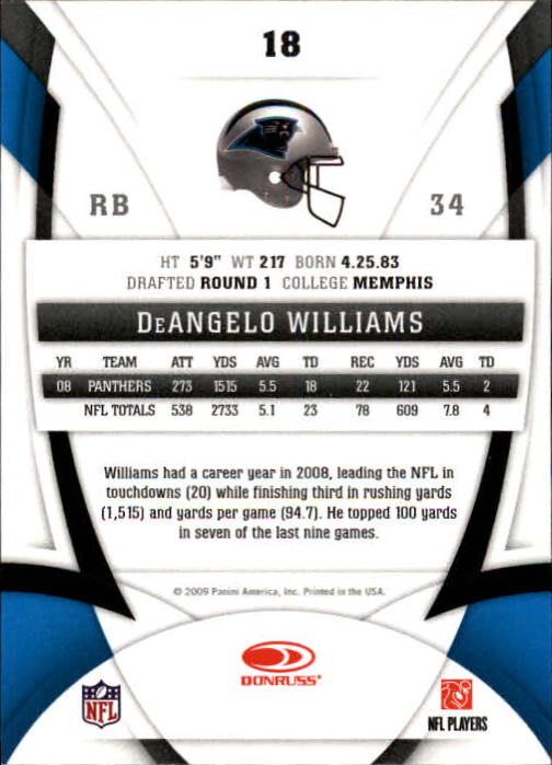 2009 Certified #18 DeAngelo Williams back image