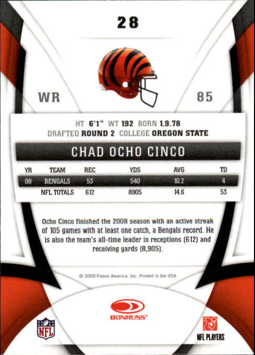 2009 Certified #28 Chad Ochocinco back image
