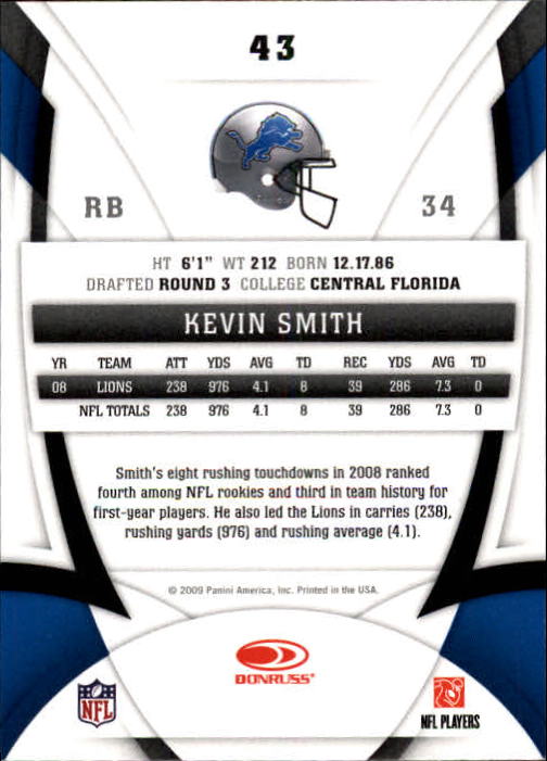 2009 Certified #43 Kevin Smith back image