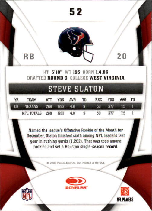 2009 Certified #52 Steve Slaton back image