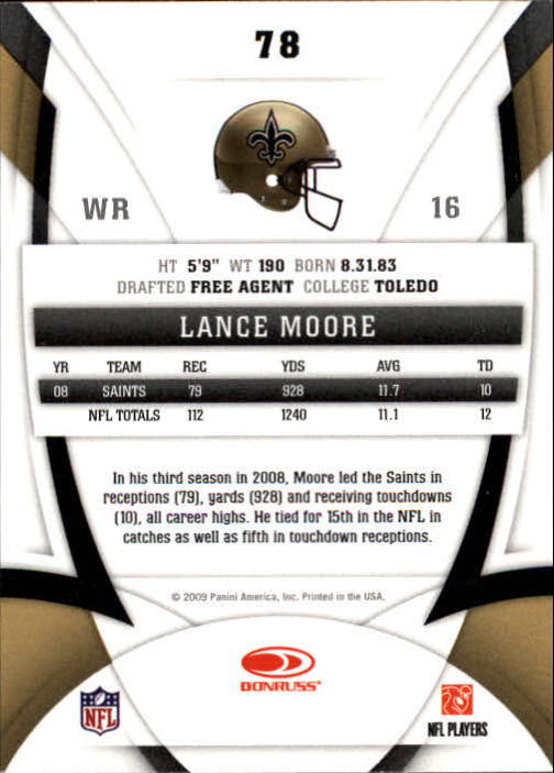 2009 Certified #78 Lance Moore back image