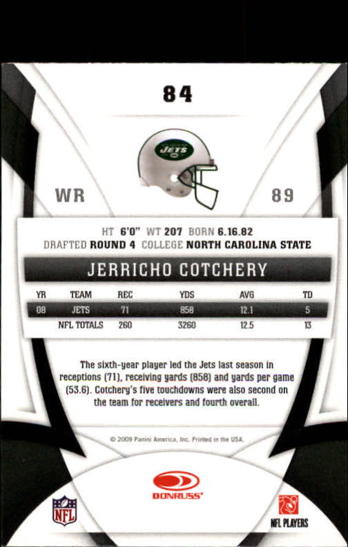 2009 Certified #84 Jerricho Cotchery back image